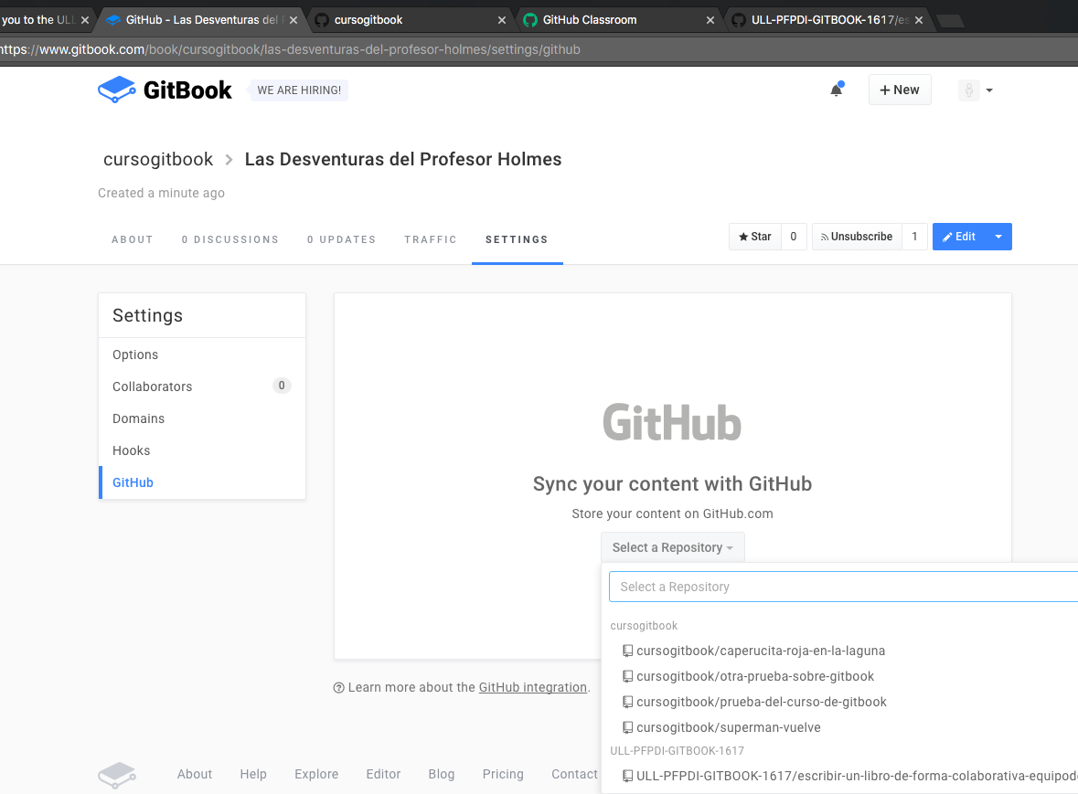 Linking your book to a GitHub repository