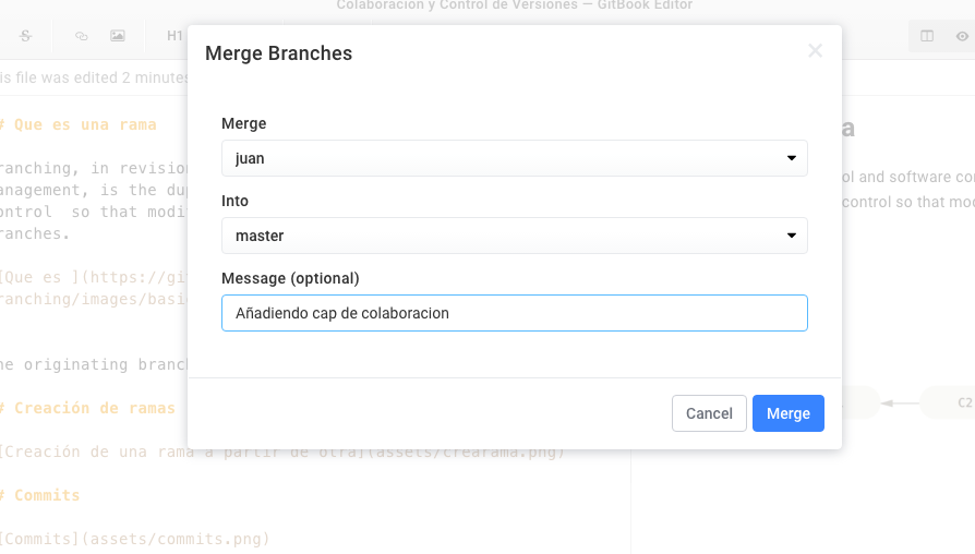 Mezclando la rama juan en la rama master